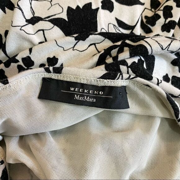 Weekend Maxmara Black & White Floral Top 3/4 Sleeves - Picture 5 of 5